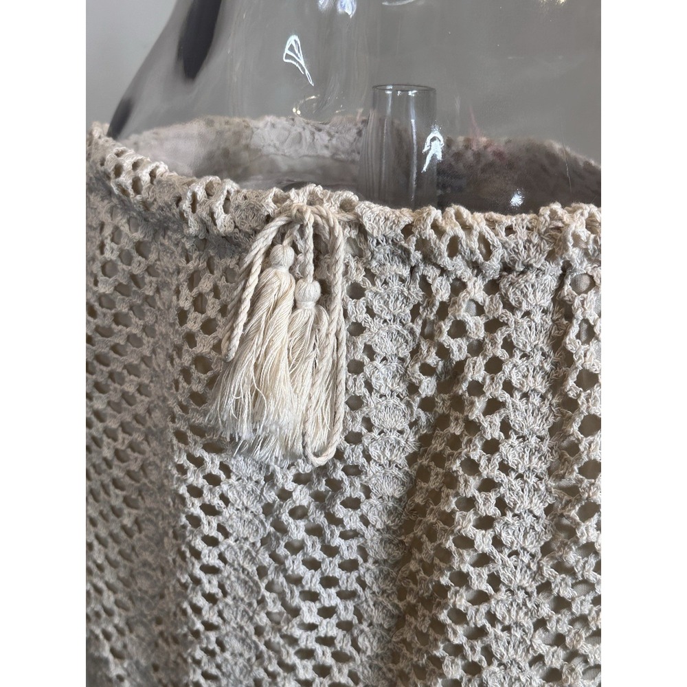 Lucy‎ Paris Crochet Knit Skirt Women Large Tan Beach - Picture 7 of 15